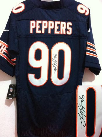 Nike Chicago Bears 90 Julius Peppers Blue Signed Elite NFL Jerseys Cheap