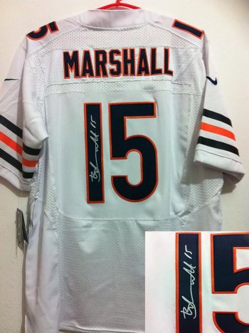 Nike Chicago Bears #15 Brandon Marshall White Signed Elite NFL Jerseys Cheap