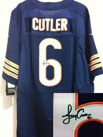 Nike Chicago Bears 6# Jay Cutler Blue Signed Elite NFL Jerseys Cheap