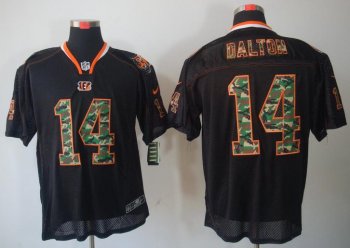 Nike Cincinnati Bengals 14# Andy Dalton Black Camo Fashion Elite NFL Jerseys Camo Number Cheap