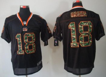 Nike Cincinnati Bengals 18# A.J.Green Black Camo Fashion Elite NFL Jerseys Camo Number Cheap