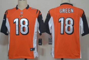 Nike Cincinnati Bengals 18# A.J.Green Orange Game Nike NFL Jerseys Cheap