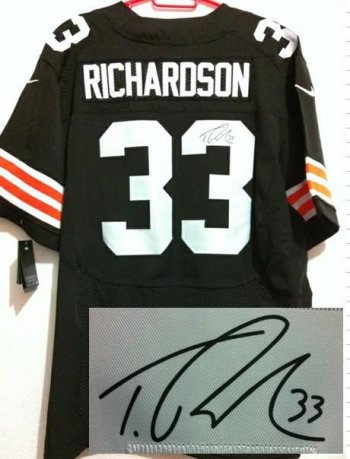 Nike Cleveland Browns 33 Trent Richardson Brown Brown Signed Elite NFL Jerseys Cheap