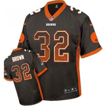 Nike Cleveland Browns 32 Jim Brown Brown Drift Fashion Elite NFL Jerseys Cheap