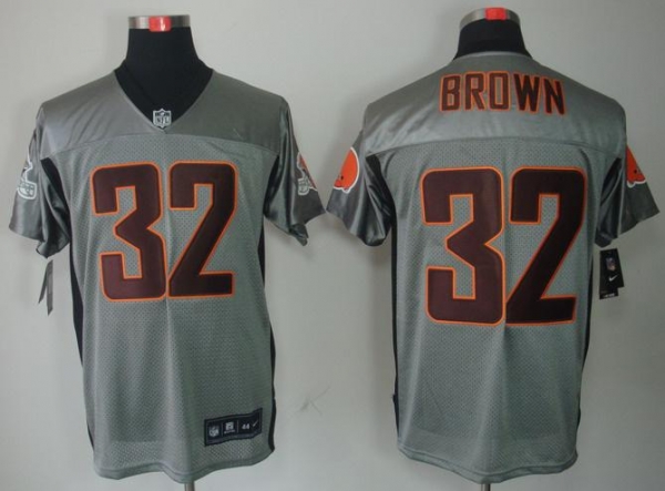 Nike Cleveland Browns 32 Jim Brown Grey Shadow NFL Jerseys Cheap