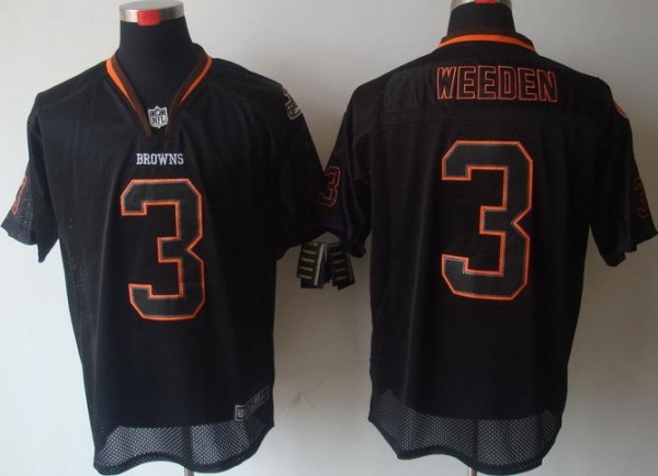 Nike Cleveland Browns 3# Brandon Weeden Lights Out Black NFL Jerseys Cheap