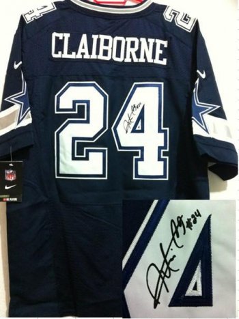 Nike Dallas Cowboys 24 Morris Claiborne Blue Signed Elite NFL Jerseys Cheap