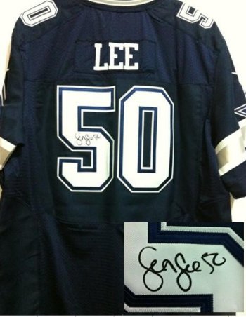 Nike Dallas Cowboy 50 Sean Lee Blue Signed Elite NFL Jerseys Cheap