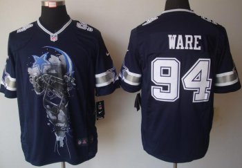 Nike Dallas Cowboys #94 DeMarcus Ware Blue Helmet Tri-Blend Limited NFL Jersey Cheap