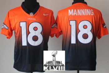 Nike Denver Broncos 18 Peyton Manning Orange Blue Drift Fashion II Elite 2014 Super Bowl XLVIII NFL Jerseys Cheap