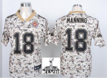 Nike Denver Broncos 18 Peyton Manning Camo US Mccuu 2014 Super Bowl XLVIII NFL Jerseys Cheap