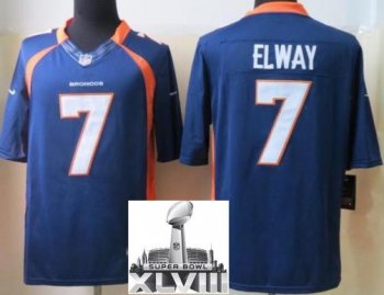 Nike Denver Broncos 7 John Elway Blue Limited 2014 Super Bowl XLVIII NFL Jerseys Cheap