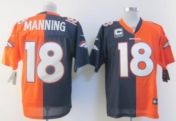 Nike Denver Broncos 18 Peyton Manning Orange Blue Split NFL Jerseys Cheap