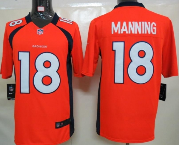 Nike Denver Broncos 18 Manning Orange Game LIMITED NFL Jerseys Cheap