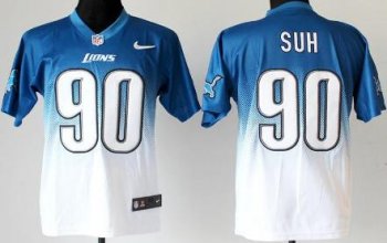 Nike Detroit Lions 90 Ndamukong Suh Blue White Elite Drift Fashion II NFL Jerseys Cheap