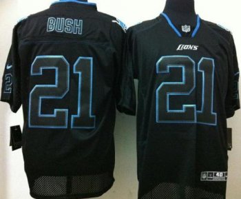 Nike Detroit Lions 21 Reggie Bush Black Light Out Elite NFL Jerseys Cheap