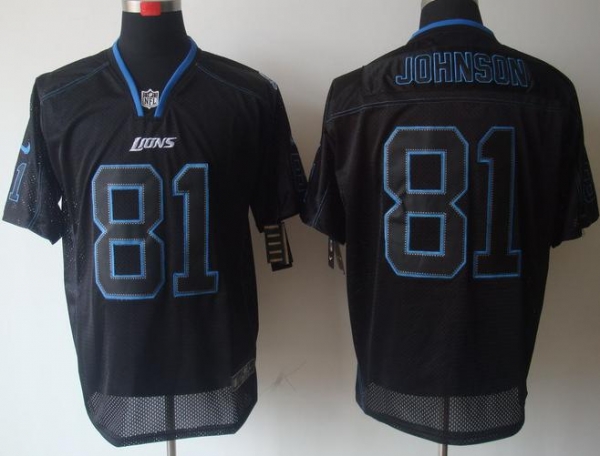 Nike Detroit Lions 81# Calvin Johnson Lights Out Black NFL Jerseys Cheap