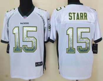 Nike Green Bay Packers 15 Bart Starr White Drift Fashion Elite NFL Jerseys 2013 New Cheap