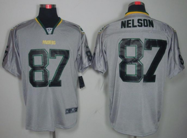 Nike Green Bay Packers #87 Jordy Nelson Grey Lights Out Elite NFL Jerseys Cheap