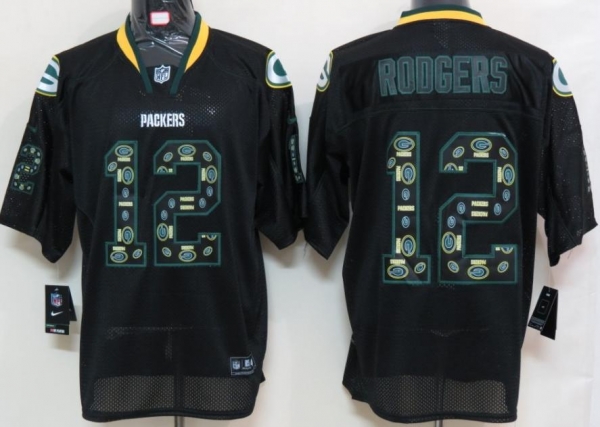 Nike Green Bay Packers 12 Aaron Rodgers Lights Out Black NFL Jerseys Cheap