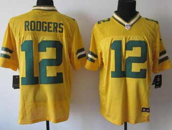 Nike Green Bay Packers #12 Aaron Rodgers Yellow Elite Nike NFL Jerseys Cheap