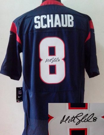 Nike Houston Texans 8 Matt Schaub Blue Signed Elite NFL Jerseys Cheap