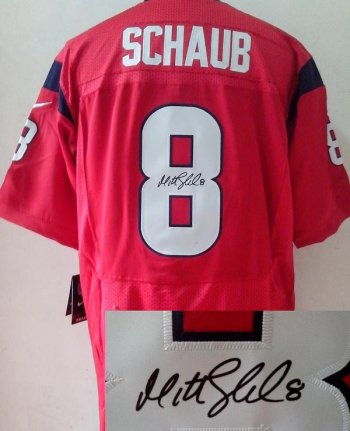 Nike Houston Texans 8 Matt Schaub Red Signed Elite NFL Jerseys Cheap