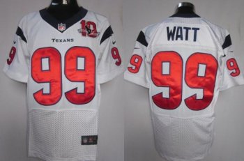 Nike Houston Texans 99 Watt White Elite Nike NFL Jerseys W 10th Patch Cheap