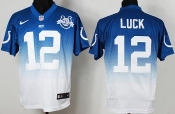 Nike Indianapolis Colts 12 Andrew Luck Blue White Drift Fashion II Elite 30th Seasons Patch NFL Jersey Cheap