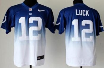 Nike Indianapolis Colts 12 Andrew Luck Blue White Drift Fashion II Elite NFL Jersey Cheap