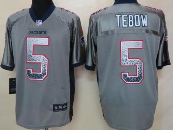 Nike New England Patriots 5 Tim Tebow Grey Drift Fashion Elite NFL Jerseys Cheap