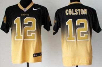 Nike New Orleans Saints 12 Marques Colston Black Gold Drift Fashion II Elite NFL Jerseys Cheap