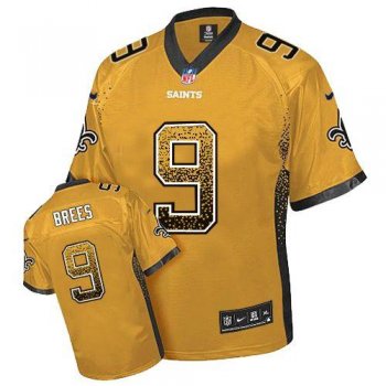 Nike New Orleans Saints 9 Drew Brees Gold Drift Fashion Elite NFL Jerseys Cheap