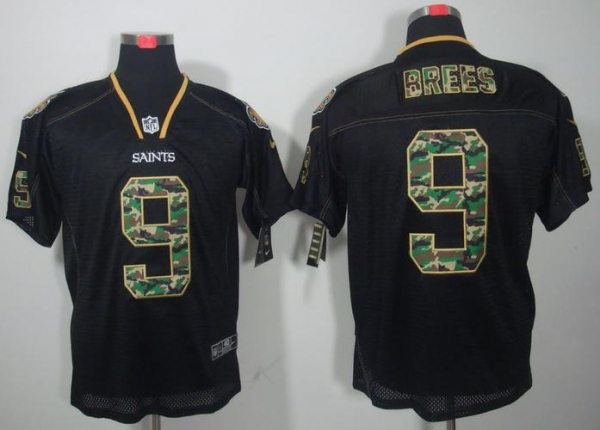 Nike New Orleans Saints 9 Drew Brees Black Camo Fashion Elite NFL Jerseys Camo Number Cheap