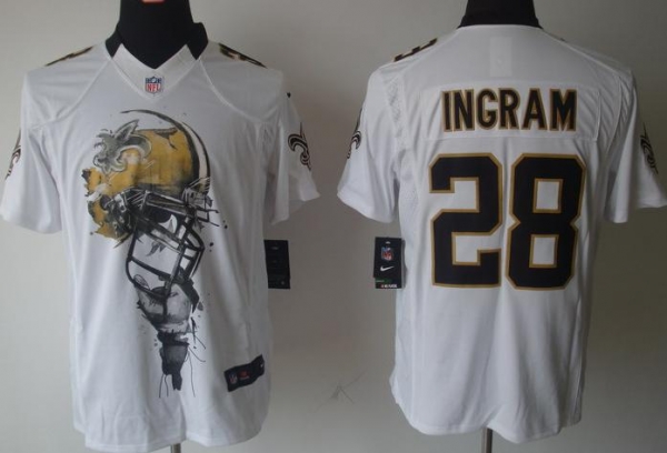 Nike New Orleans Saints 28 Mark Ingram White Helmet Tri-Blend Limited NFL Jersey Cheap