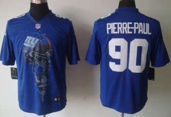 Nike New York Giants #90 Jason Pierre-Paul Blue Helmet Tri-Blend Limited NFL Jersey Cheap