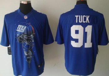 Nike New York Giants 91# Justin Tuck Blue Helmet Tri-Blend Limited NFL Jersey Cheap