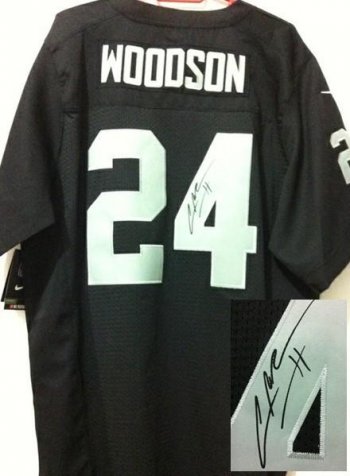 Nike Oakland Raiders 24 Charles Woodson Black Elite Signed NFL Jerseys Cheap