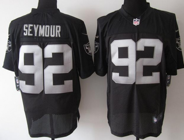 Nike Oakland Raiders #92 Richard Seymour Black Elite Nike NFL Jerseys Logo Sleeves Cheap