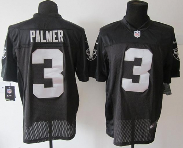 Nike Oakland Raiders #3 Carson Palmer Black Elite Nike NFL Jerseys Logo Sleeves Cheap