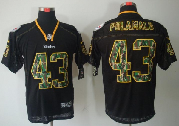 Nike Pittsburgh Steelers #43 Troy Polamalu Black Camo Fashion Elite NFL Jerseys Camo Number Cheap