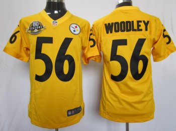 Nike Pittsburgh Steelers #56 Lamarr Woodley Yellow Game NFL Jerseys W 80TH Patch Cheap