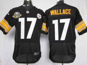 Nike Pittsburgh Steelers #17 Mike Wallace Black Elite Nike NFL Jerseys W 80 Anniversary Patch Cheap