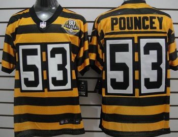 Nike Pittsburgh Steelers #53 Pouncey Yellow-Black 80th Throwback Nike NFL Jerseys Cheap