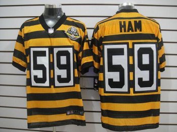 Nike Pittsburgh Steelers #59 Ham Yellow-Black 80th Throwback Nike NFL Jerseys Cheap