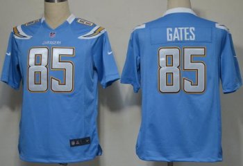 Nike San Diego Chargers 85# Antonio Gates Light Blue Game Nike NFL Jerseys Cheap