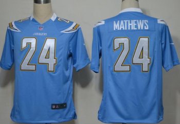 Nike San Diego Chargers 24# Ryan Mathews Light Blue Game Nike NFL Jerseys Cheap