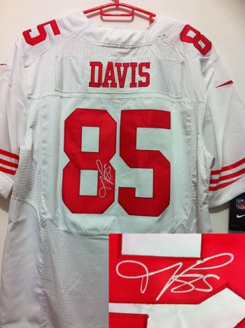 Nike San Francisco 49ers 85 Vernon Davis White Signed Elite NFL Jerseys Cheap