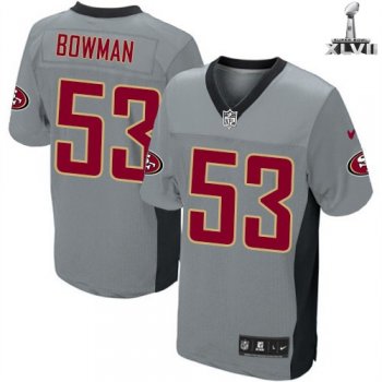 Nike San Francisco 49ers 53 Navorro Bowman Elite Grey Shadow 2013 Super Bowl NFL Jersey Cheap