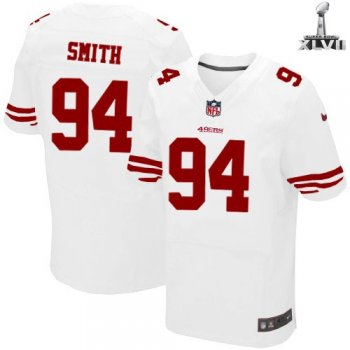 Nike San Francisco 49ers 94 Justin Smith Elite White 2013 Super Bowl NFL Jersey Cheap